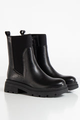 Boston Black Chunky Elastic Ankle Boots