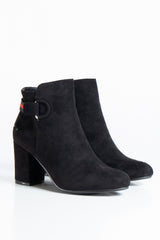 Jillian Black Faux Suede Ankle Boots