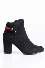 Jillian Black Faux Suede Ankle Boots