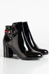 Jillian Black Patent Ankle Boots