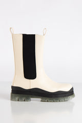 Veneta Beige Vegan Leather Chunky Boots