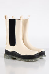 Veneta Beige Vegan Leather Chunky Boots