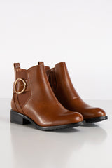 Celeste Tan PU Crocodile Chelsea Ankle Boots