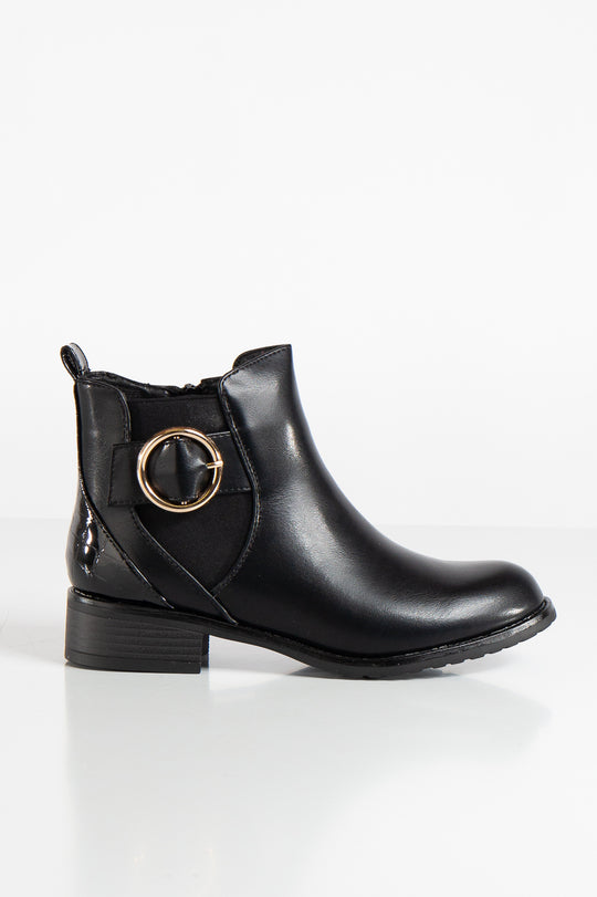 Celeste Black PU Crocodile Chelsea Ankle Boots