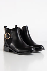 Celeste Black PU Crocodile Chelsea Ankle Boots