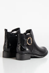 Celeste Black PU Crocodile Chelsea Ankle Boots