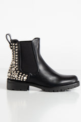 Wren Black Faux Leather Spiked Studded Boots
