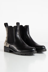 Wren Black Faux Leather Spiked Studded Boots