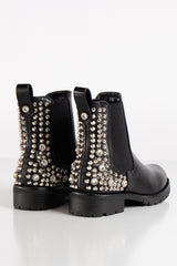 Wren Black Faux Leather Spiked Studded Boots