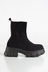 Pamela Black Sock Ankle Boots