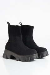 Pamela Black Sock Ankle Boots