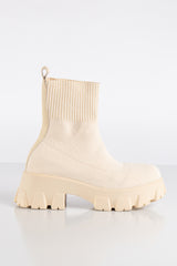 Pamela Beige Sock Ankle Boots