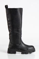 Elena Black Chunky Knee High Boots