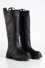 Elena Black Chunky Knee High Boots