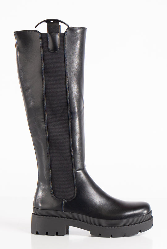 Elena Black Knee High Chunky Sole Boots