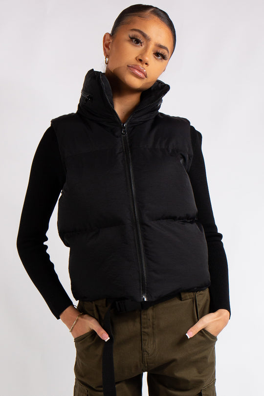 Mary Black Short Sleeveless Padded Gilet