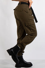 Antonella Khaki Cargo Pocket Front Joggers