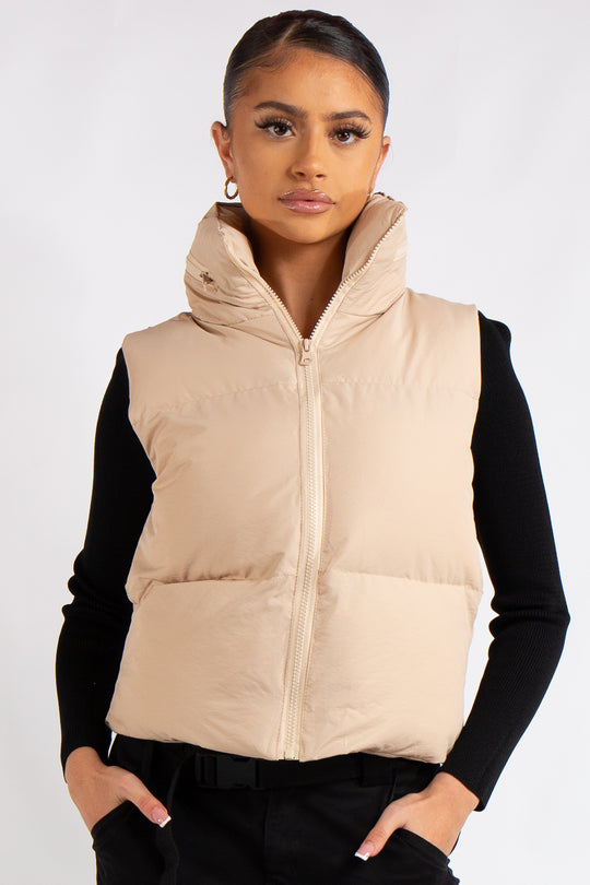 Mary Nude Short Sleeveless Padded Gilet