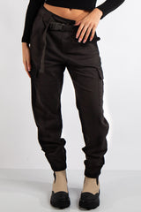Antonella Black Cargo Pocket Front Joggers