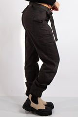 Antonella Black Cargo Pocket Front Joggers