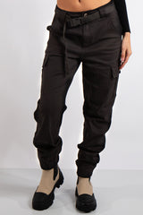Antonella Black Cargo Pocket Front Joggers