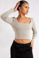 Renata Stone Knitted Square Neck Crop Top