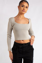 Renata Stone Knitted Square Neck Crop Top
