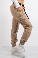 Antonella Beige Cargo Pocket Front Joggers