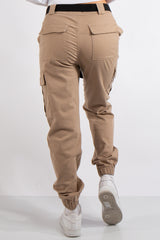 Antonella Beige Cargo Pocket Front Joggers