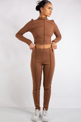 Katalina Camel Ribbed Exposed Seam Co-Ord Set