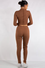 Katalina Camel Ribbed Exposed Seam Co-Ord Set