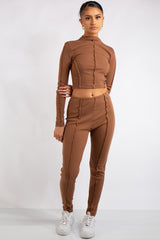 Katalina Camel Ribbed Exposed Seam Co-Ord Set
