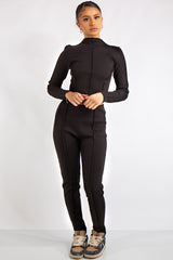 Katalina Black Ribbed Exposed Seam Co-Ord Set