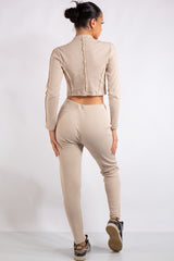 Katalina Beige Ribbed Exposed Seam Co-Ord Set