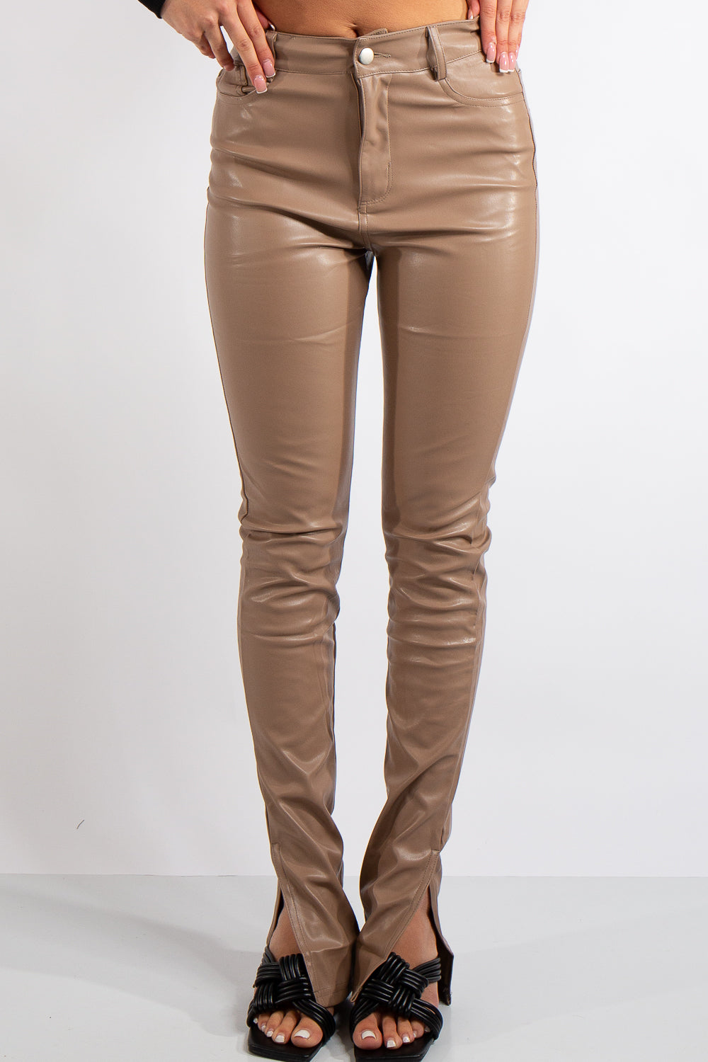 The Leah Faux Leather Pants In Camel – Southern House