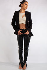 Lyra Black Gold Button Blazer