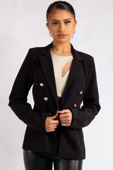 Lyra Black Gold Button Blazer