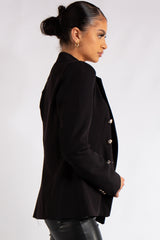 Lyra Black Gold Button Blazer