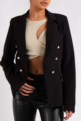 Lyra Black Gold Button Blazer