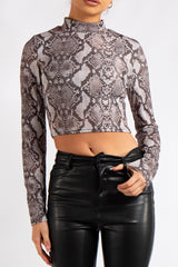 Hana Grey Snake Rib Crop Top