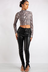 Hana Grey Snake Rib Crop Top