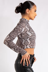 Hana Grey Snake Rib Crop Top