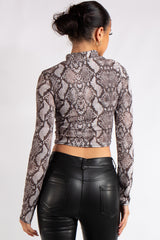 Hana Grey Snake Rib Crop Top