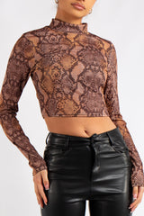 Hana Brown Snake Rib Crop Top
