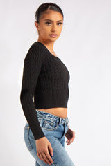 Laylah Basic Black Square Neck Knitted Jumper