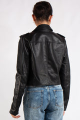 Chanel Black Pu Pocket Jacket