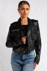 Chanel Black Pu Pocket Jacket