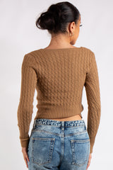 Laylah Basic Camel Square Neck Knitted Jumper