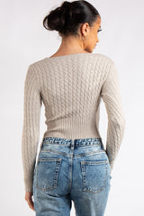 Laylah Basic Stone Square Neck Knitted Jumper