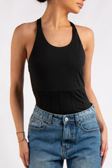Jolene Black Crossover Back Bodysuit